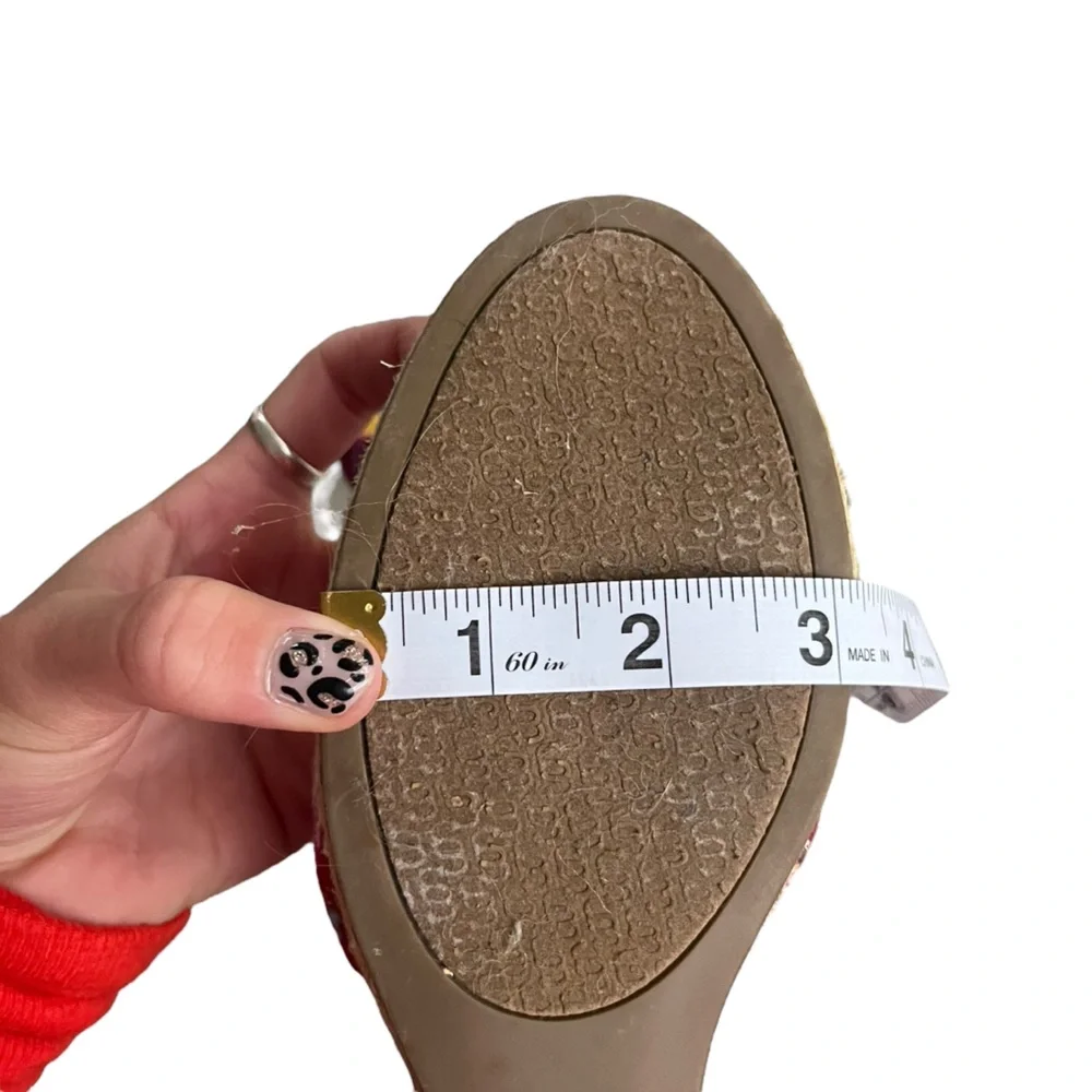Sonoma Life Style Womens 8.5 M Jenne Red Stripe Aztec Peep Toe Espadrille Wedges